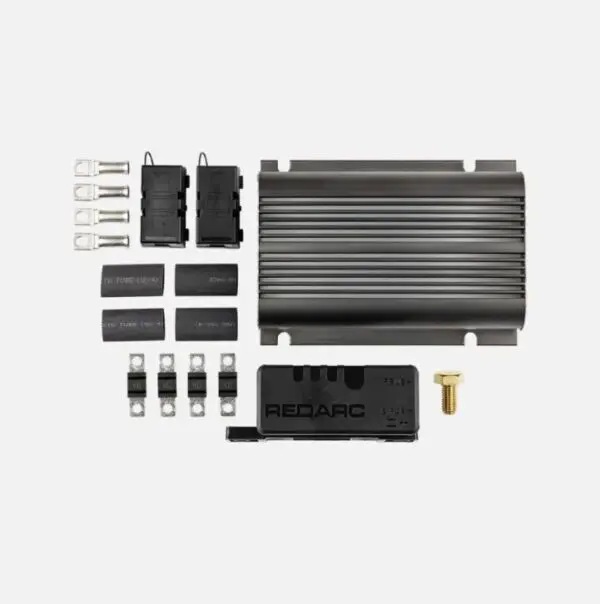 A black box with many different wires and parts