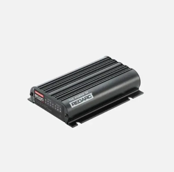 A black box with a red stripe on top of it.