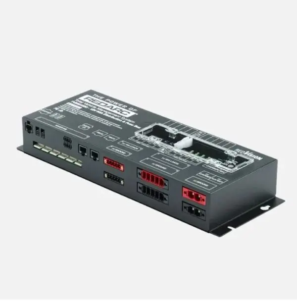A black box with some red buttons and wires